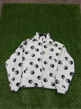 PacSun Black & White Yin Yang Sherpa Puffer Jacket